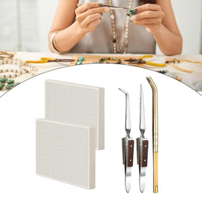 Lötausrüstung für Schmuck, Lötplatte, Pinzetten-Zangen-Set aus Metall, Wabenlötplatte für die Schmuckherstellung