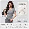 Women's Slim Fit U-Neck Short Sleeve T-Shirt - Flattering Pure Color, New Fashion Trend.