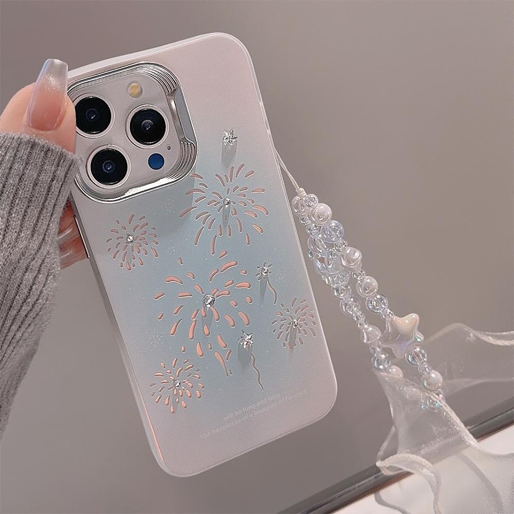 Smudge Blue Fireworks Iphone15 Suitable for 14Promax Mobile Phone Case 12 Apple 13 Laser 11 Bear Bracelet