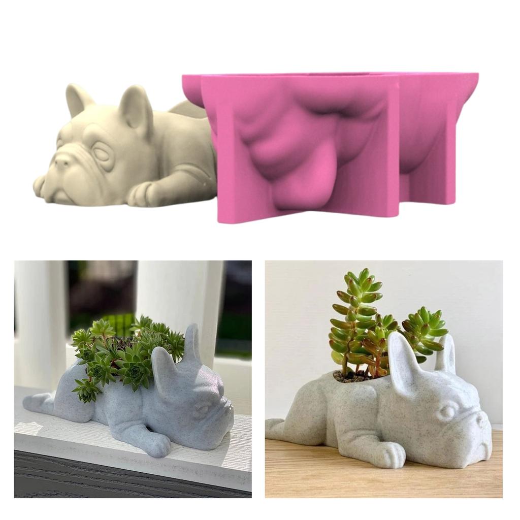 Silicone Mold Flower Pots Mold Succulent Planter Moulds Dog Shape Concrete Casting Molds Suitable for Crafting Planter