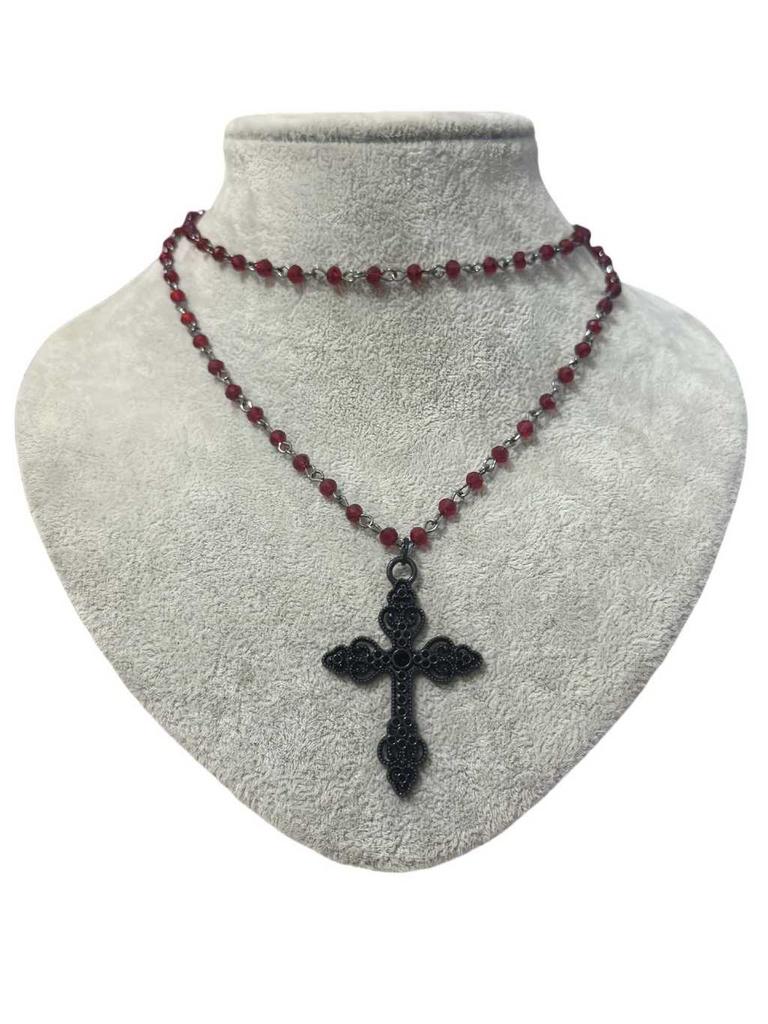 Gothic Cross Necklace For Women With Alloy Pendant And Punk Style Fashion Accessory