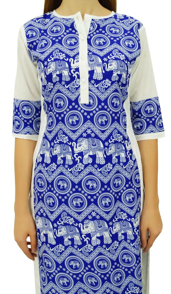 Phagun Women's Designer Straight Black Kurta 3 4 Sleeve Printed Casual