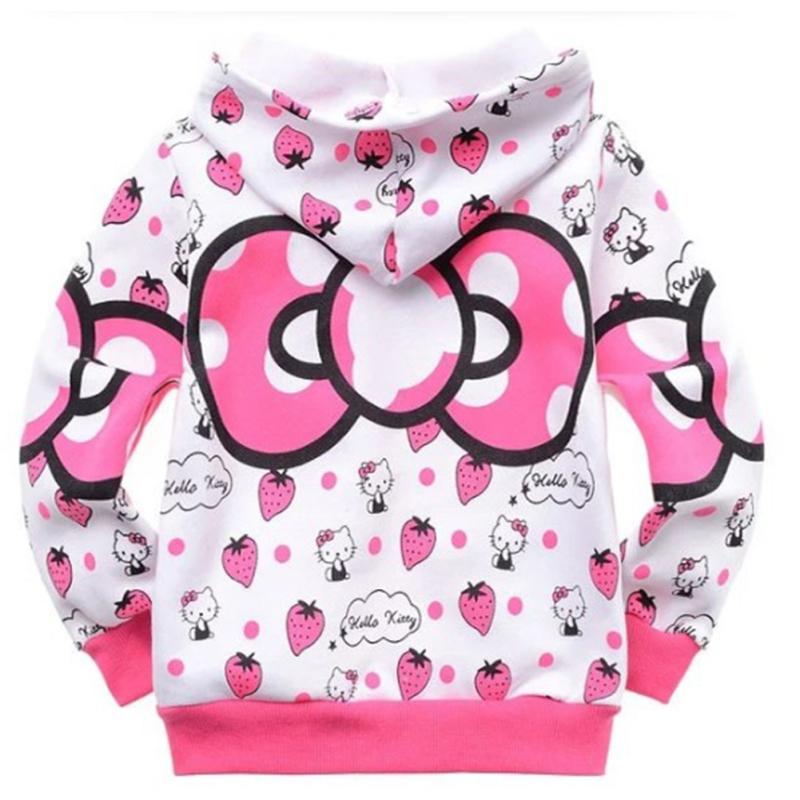 Girls Cotton Cute Cartoon Print Jacket Fleece Lined Hooded Zipper Outer Wear Casual Warm