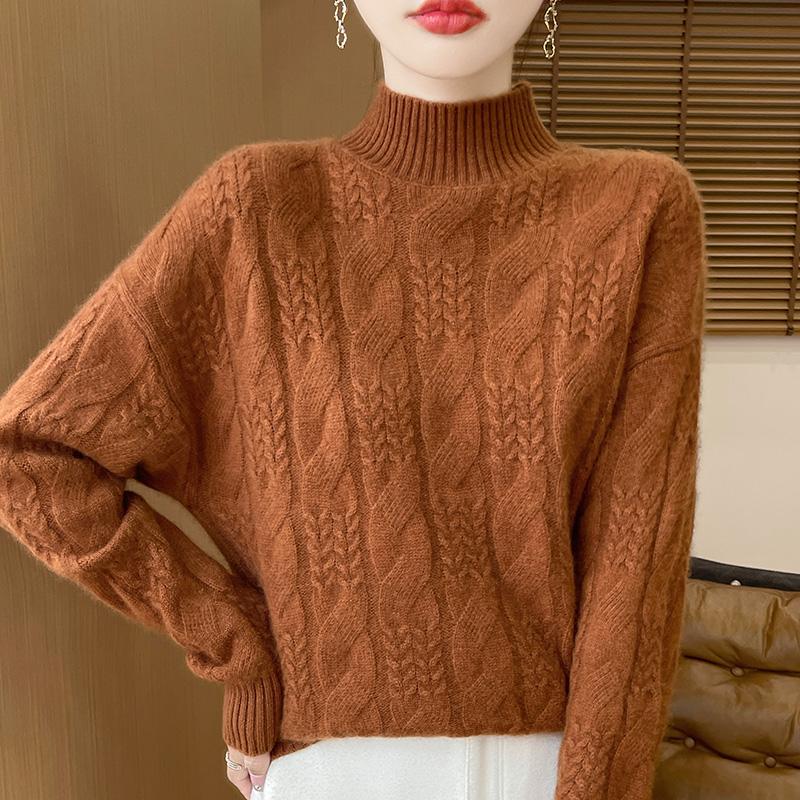 Women's Cashmere Sweater Qinghe Cashmere 30% Cashmere 70% Wool Autumn and Winter Pullover Warm and Fashionable