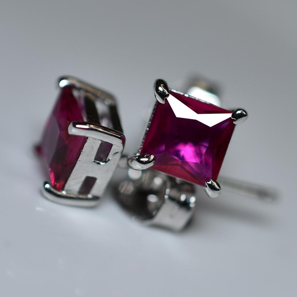 Natural Ruby Pink 7.35 Ct CERTIFIED 925 Sterling Silver Square Earring For Her