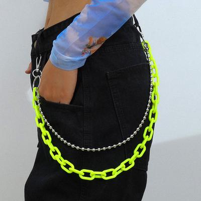 Çift Katmanlı Punk Hip-Hop Akrilik Kemer Bel Zinciri Çok Katmanlı Pantolon Jean Takı