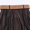 European & American Style Women's Suede Effect Pleated Midi Skirt with Belt - High Waist Skirt, 2025 Collection