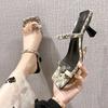 Fashion High-Heeled Shoes Lady Slippers Casual Square Heel Low Jelly Slides Slipers Women Luxury Block Glitter 2025 Summer