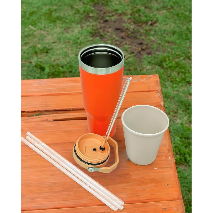 Replacement Straws for Stanley 40oz & 30oz Tumblers – 6 Pack Reble Plastic Straws with 2 Cleaning Brushes – BPA- Free Spill Stopper Accessories