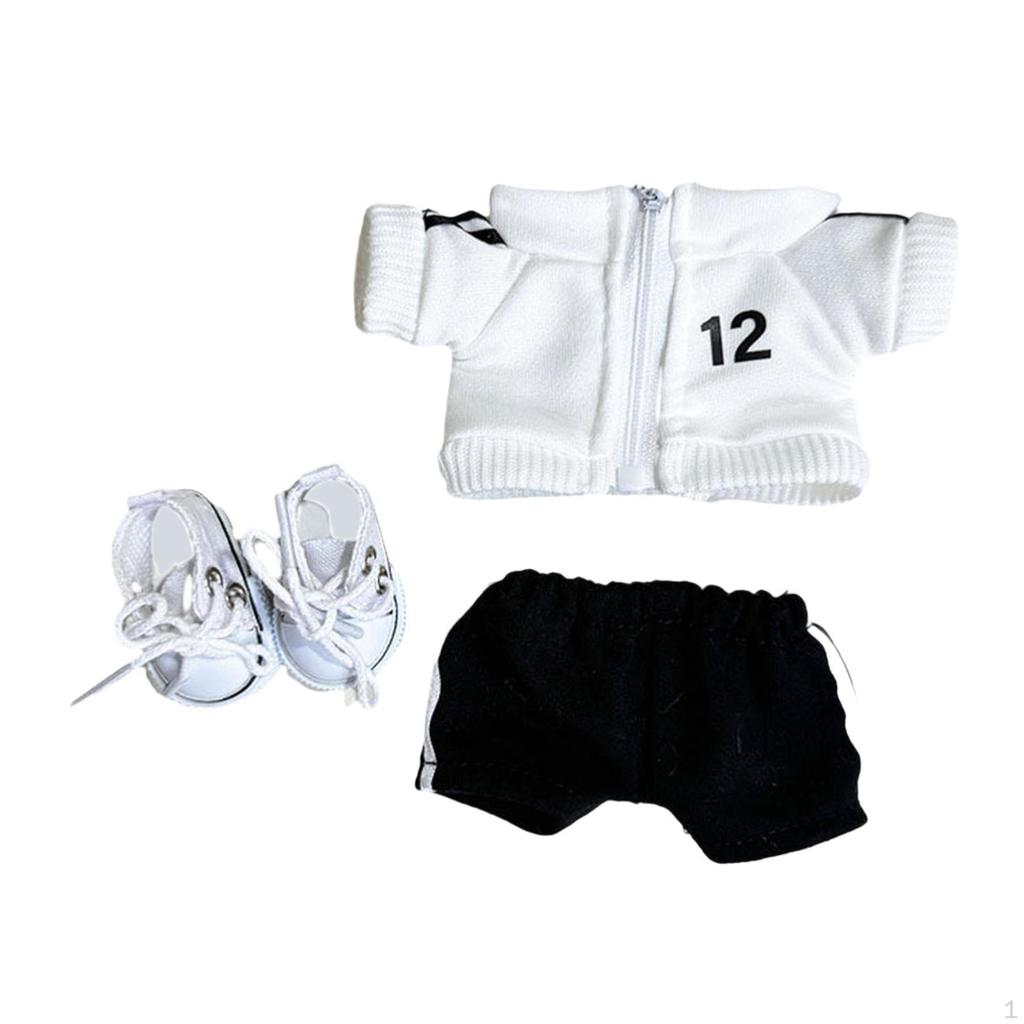 Doll Clothes Shirt Shorts Stylish Detachable Outifits for 6.69inch 3Pcs Black