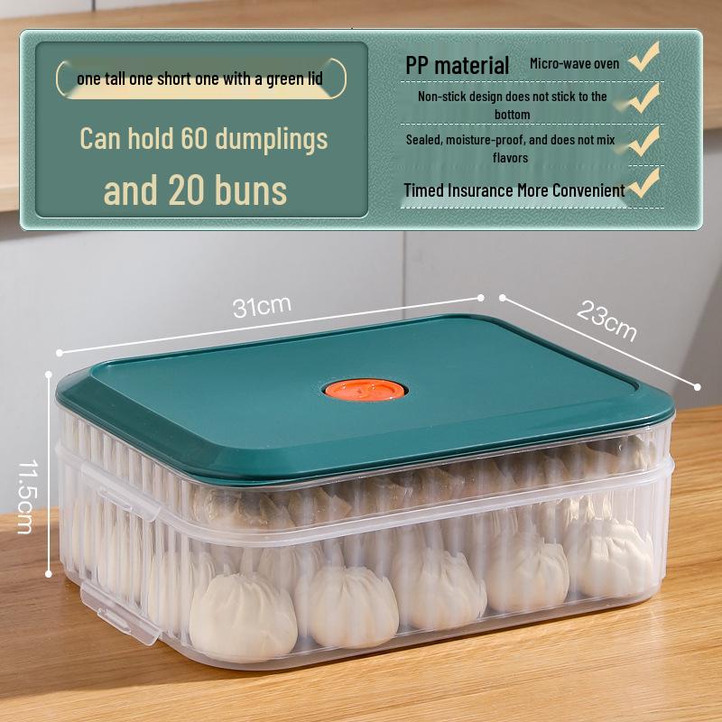 Dumpling & Wonton Freezer Storage Box for Fresh-Keeping and Quick-Freezing Noodles