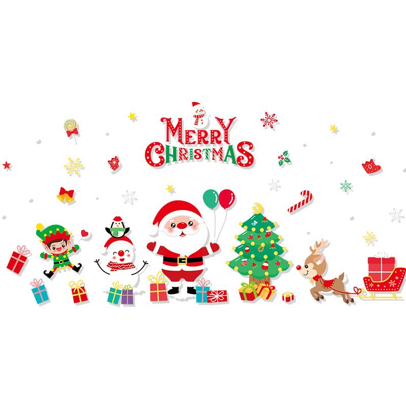 Santa Claus Tree Atmosphere, Snowman Decoration, Static Glass Stickers for Scene Arrangement In The Sales Office