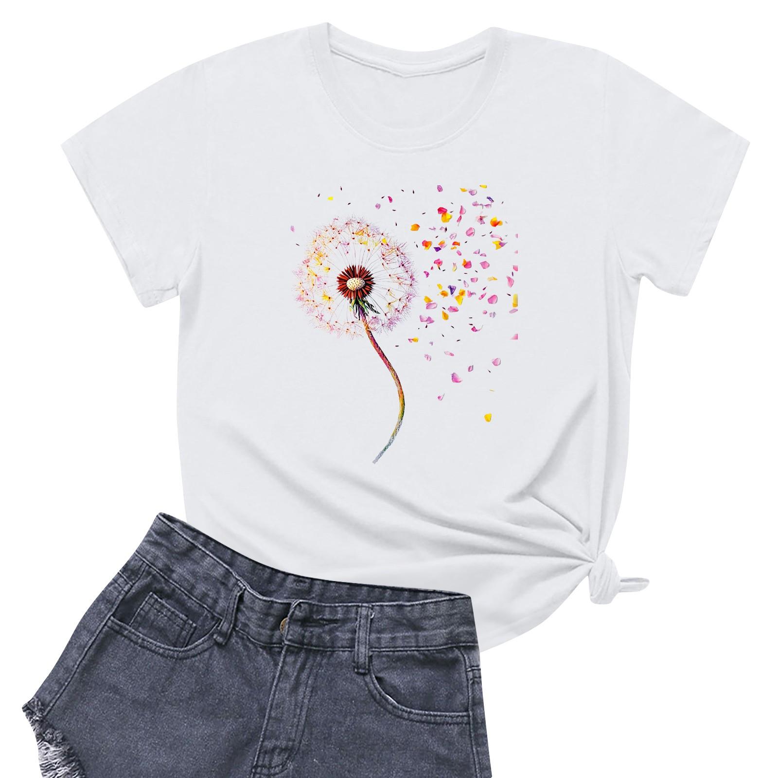 

Жіноча повсякденна футболка з круглим вирізом і короткими рукавами XL білий