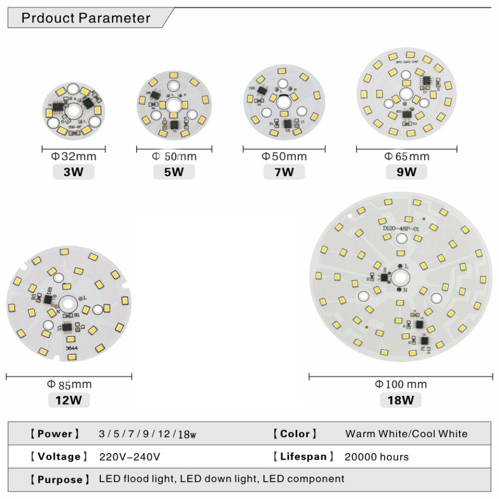 7W 9W 12W 15W 18W Patch Lampenplatte Rund Glühbirnen Chip LED Chip LED Downlight Chip Licht Chip Lampe Perle