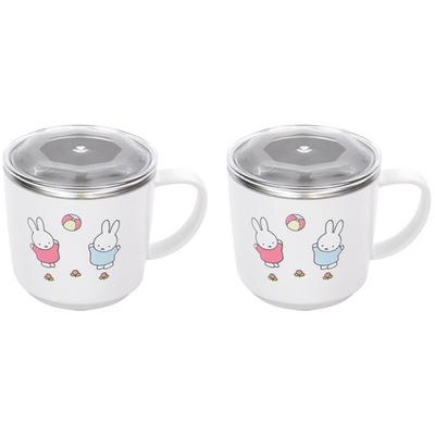 Childrens Miffy Non-slip Little Lid Stainless Steel Cup, Mixed Colors, 2 Pieces, Popular Korean Parenting Items
