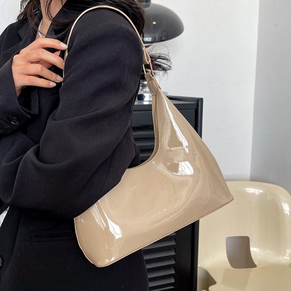 New Design Luxury Armpit Bag Glossy Women's Handbag Trendy Retro Shoulder Bags  Female