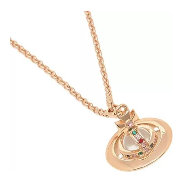 VIVIENNE WESTWOOD Logo Engraved Brass Necklace Women Necklace Rose-Gold 63020097-G002-PINK-GOLD