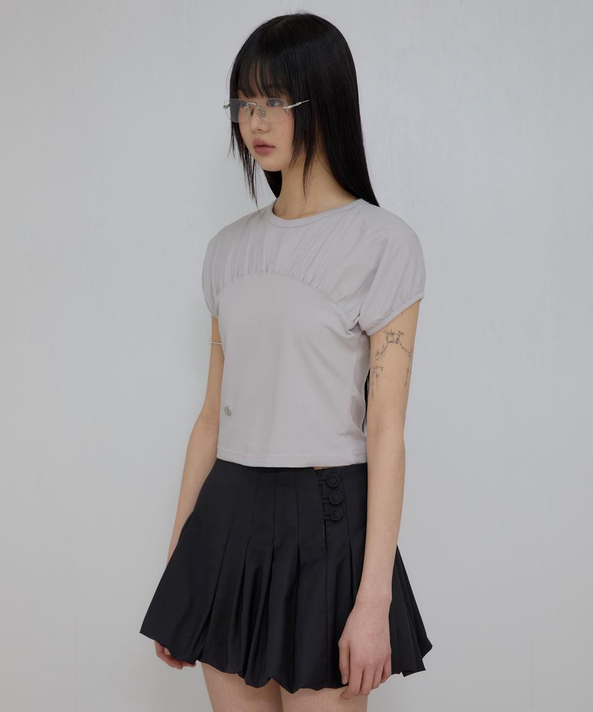 Peulleeoeob Kaya Shirred T-Shirt (Fl-158_Gray)
