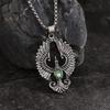 Retro Phoenix Pendant Necklace with Imitation Gemstone - Fashion Accessory for Women and Men