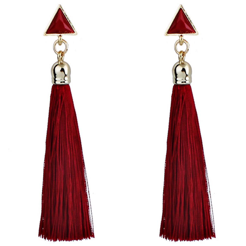 1pair Bohemian Women Ethnic Hanging Rope Tassel Earrings