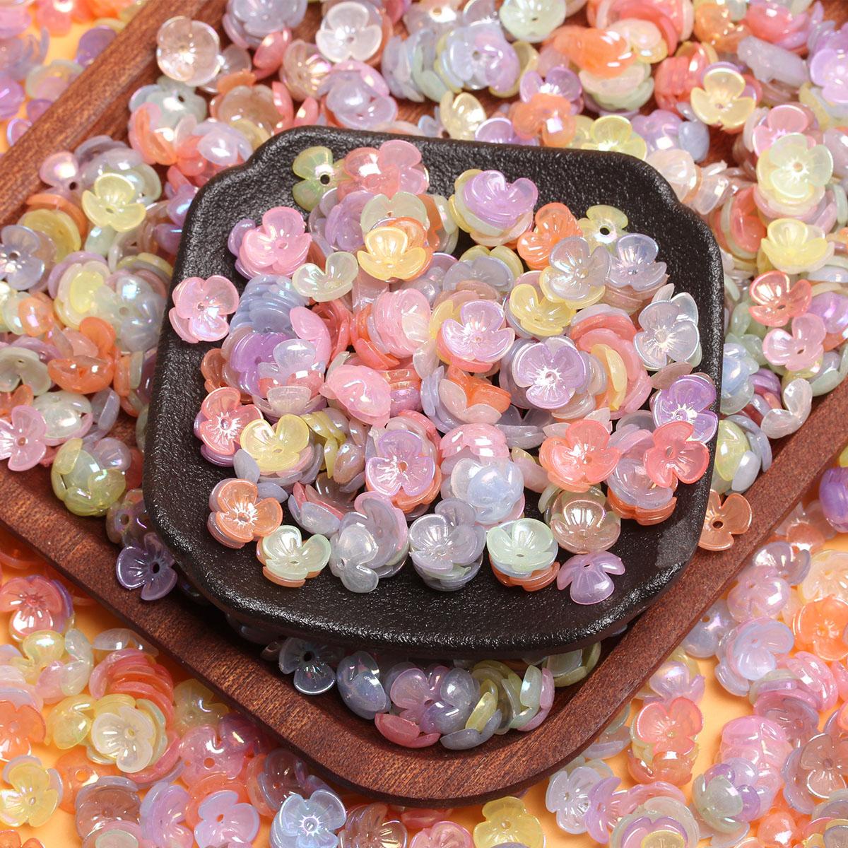 

500 г, около 4700 шт., 9,5 мм, разноцветные маленькие цветочные бусины, акриловые подвески для изготовления ювелирных изделий