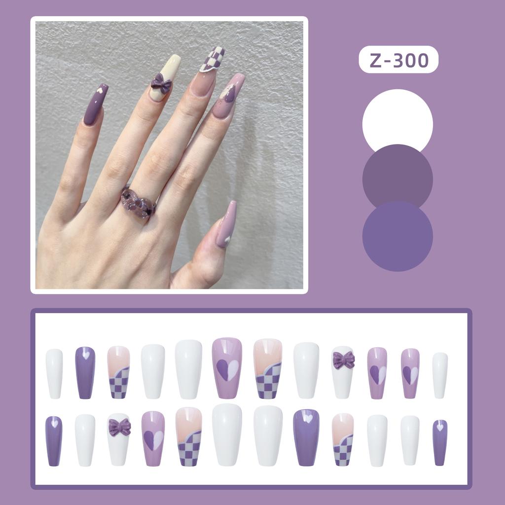 24Pcs Frosted Smoky Black Ripple Fake Nails Full Coverage Removable Press On Nails Finished Nail Stickers