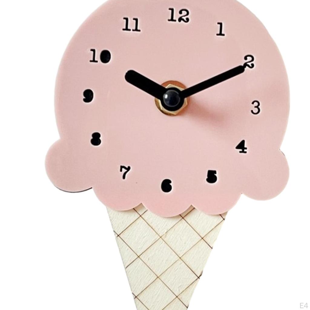 Clock Ice Cream Bedroom Minimalistic Nordic Wooden Simple Silent for Decorating