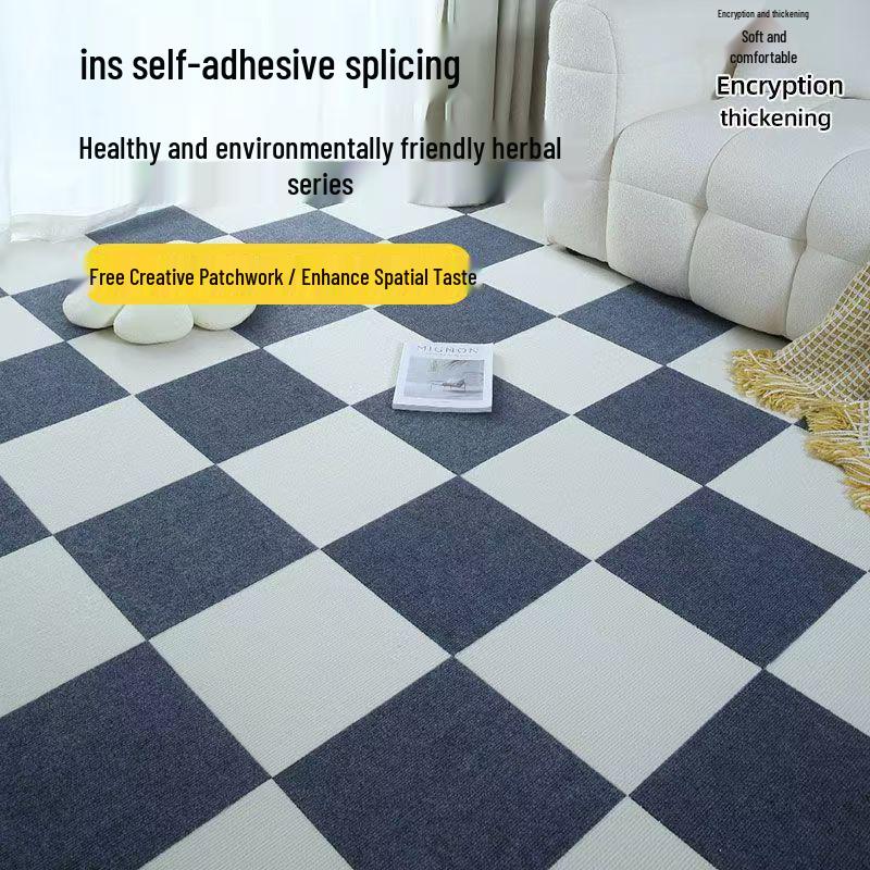 Large Square Patchwork Carpet: Anti-Slip, Self-Adhesive, Waterproof for Office & Bedroom Floors