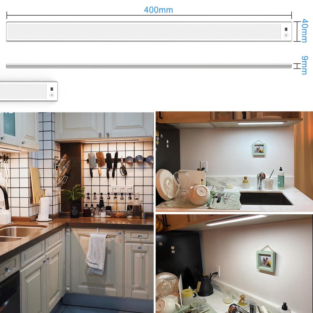 SOAIY Touchless Kitchen Bar Light, Hand-Hover Sensor Control, Contactless Sensor Light, Rechargeable, Under-Shelf Light, Color and Brightness