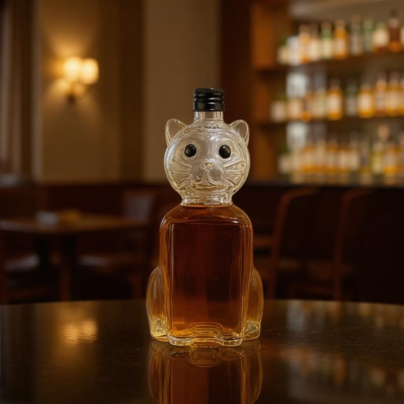 Garrafa de Vidro Borossilicato Multiuso Formato de Gatos Para Preservação de Whiskies Exibição Floral e Decorações de Pubs de Cozinha