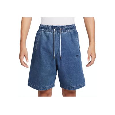 Alumni Solid Color Vintage Versatile Lace-Up Mid-Waist Five-Point Denim Shorts Men Shorts Medium-Blue HQ1470441