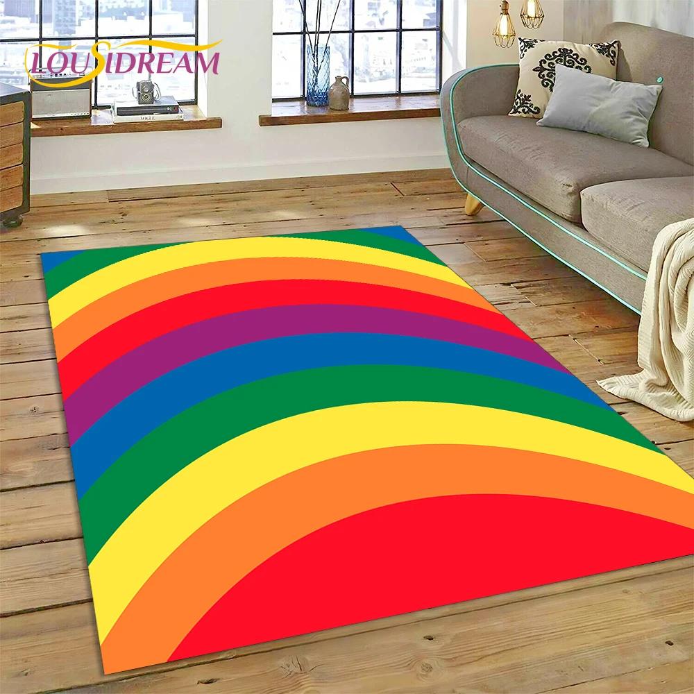 Rainbow 3D Colour Illusion Cartoon Rug Carpet for Living Room Bedroom Home Decor,Floor Mat Non-slip Decoration for Sofa Doormat