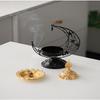 Moon-Shaped Metal Incense Burner Handheld Home Living Room Desktop Decor Ornament Stylish Aromatherapy Burner