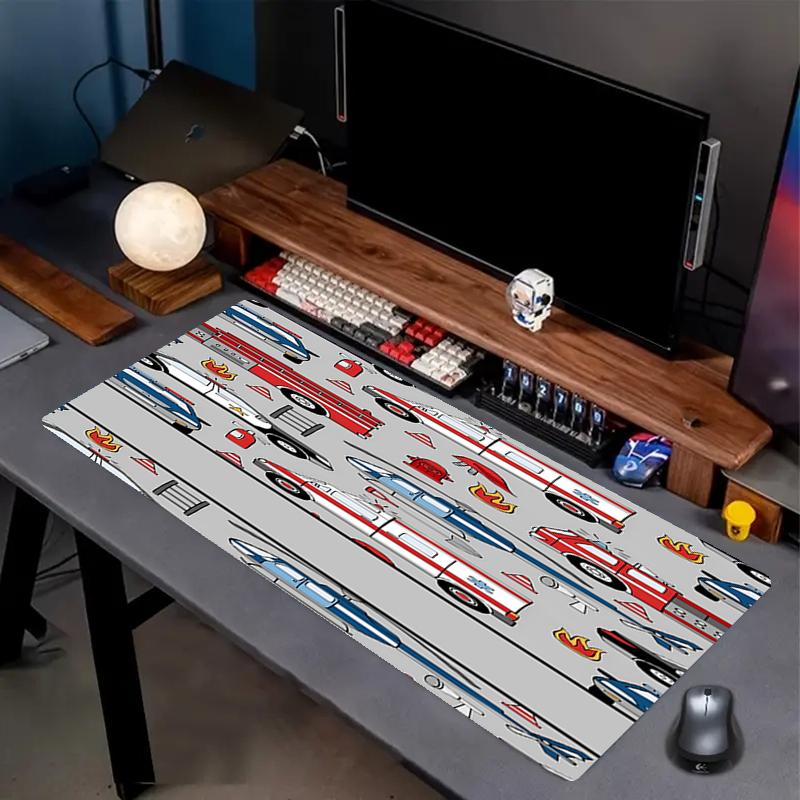 fire trucks police cars Theme Mouse Pad, Non Slip Rubber Base, Multifunctional Office & Home Decor, Perfect for Workspace Personalization.