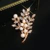 Elegant Artificial Pearl Gardenia Leaf Brooch