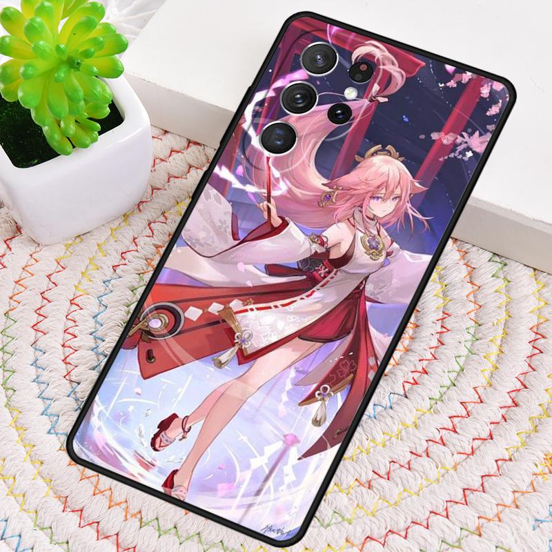 Genshin Impact Yae Miko Silicone Phone Case For Samsung Galaxy Note 10 Pro S26 S25 S24 S23 S22 S21 Plus S25Ultra Capa Cover