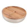 Stainless Steel Salad Bowls with Wood Lids Large Capacity Multifunctional Thickened Round Salad