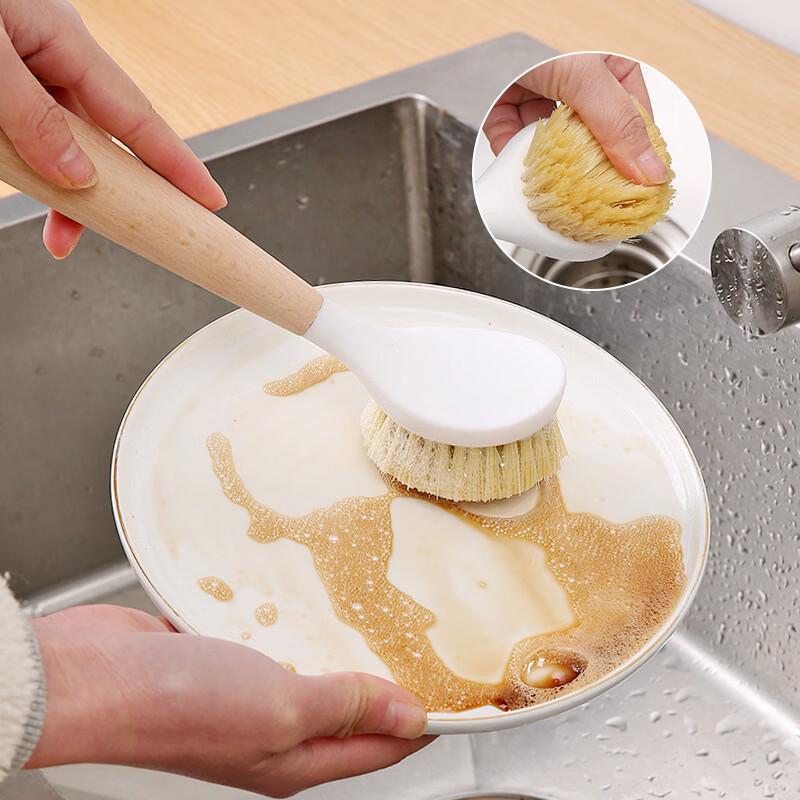 ZISIZ Wooden Long Handle Pot Brush