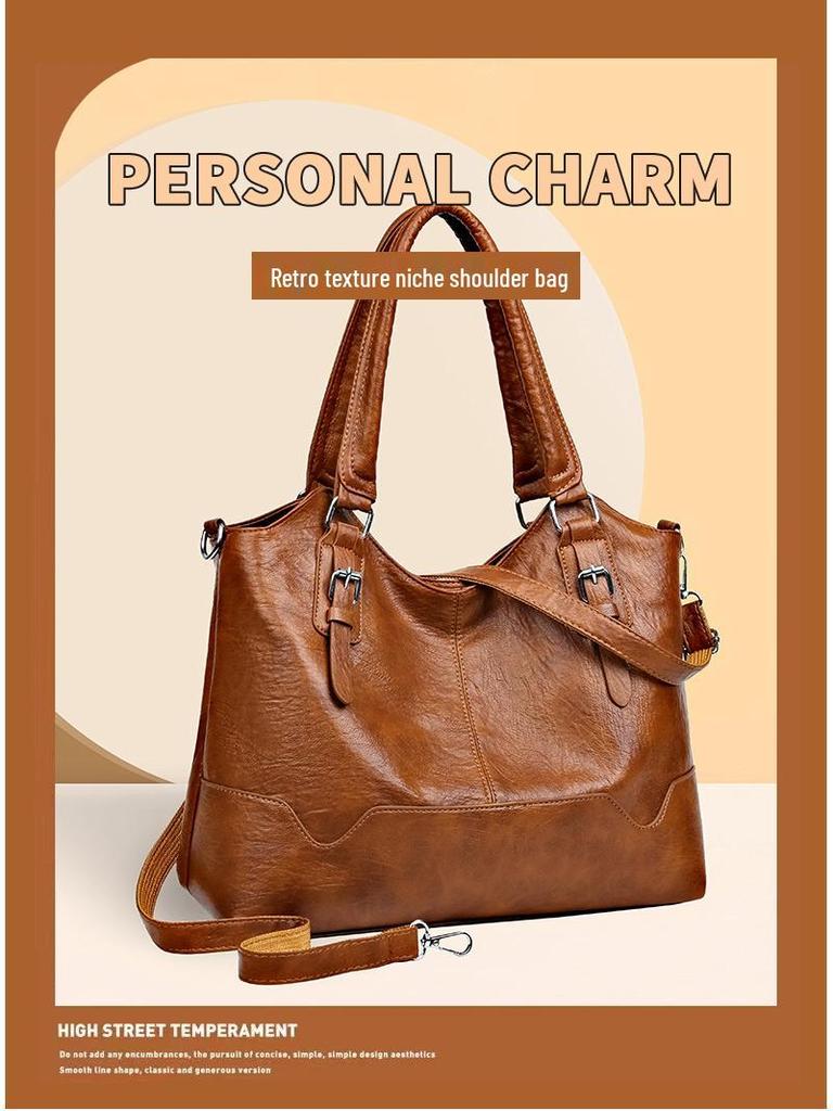 Spring Women's Large Retro Versatile Tote Handbag - European & American Style Shoulder/Crossbody Bag