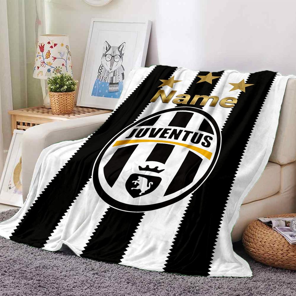 Custom Name Juventus Football Club Theme Printed Blanket Perfect For Couch Bed Travel Outdoor Use Machine Washable Cozy Durable