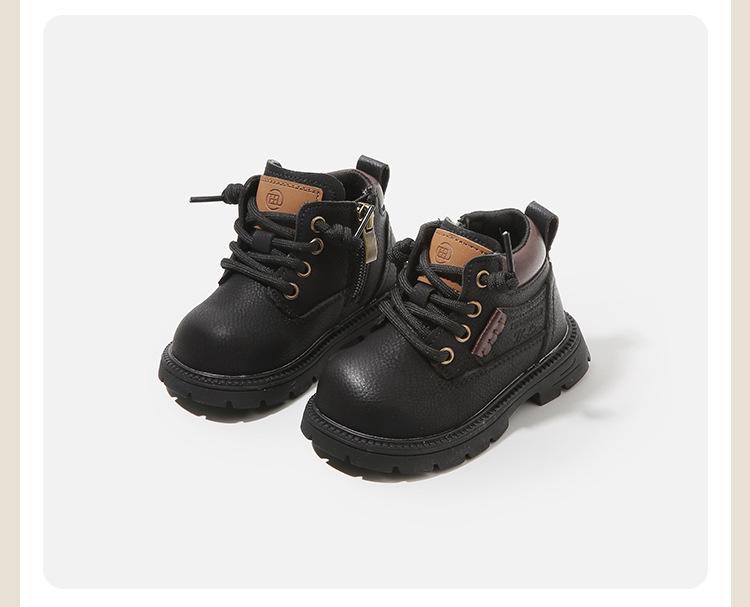 Toddler Boys' & Girls' Fleece-Lined Leather Boots - New Autumn/Winter Short Martin Style in Big Yellow.