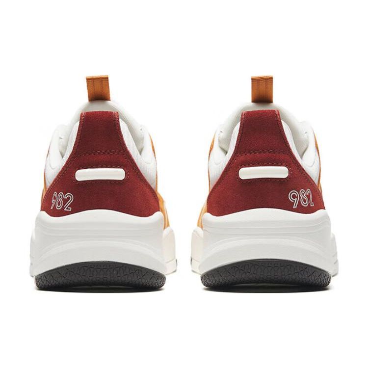 ANTA Women's 982 Series Low Top Platform Casual Sneakers Off White Orange Burgundy 122338062-5