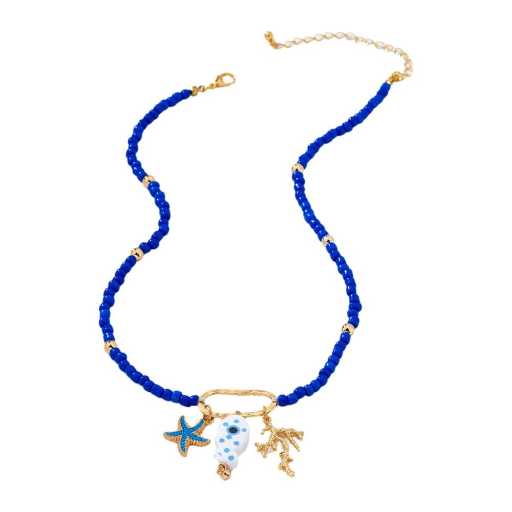Handmade Fish Starfish Pendant Necklace Colorful Beads Boho Necklace Beaded Necklace  Jewelry Gifts