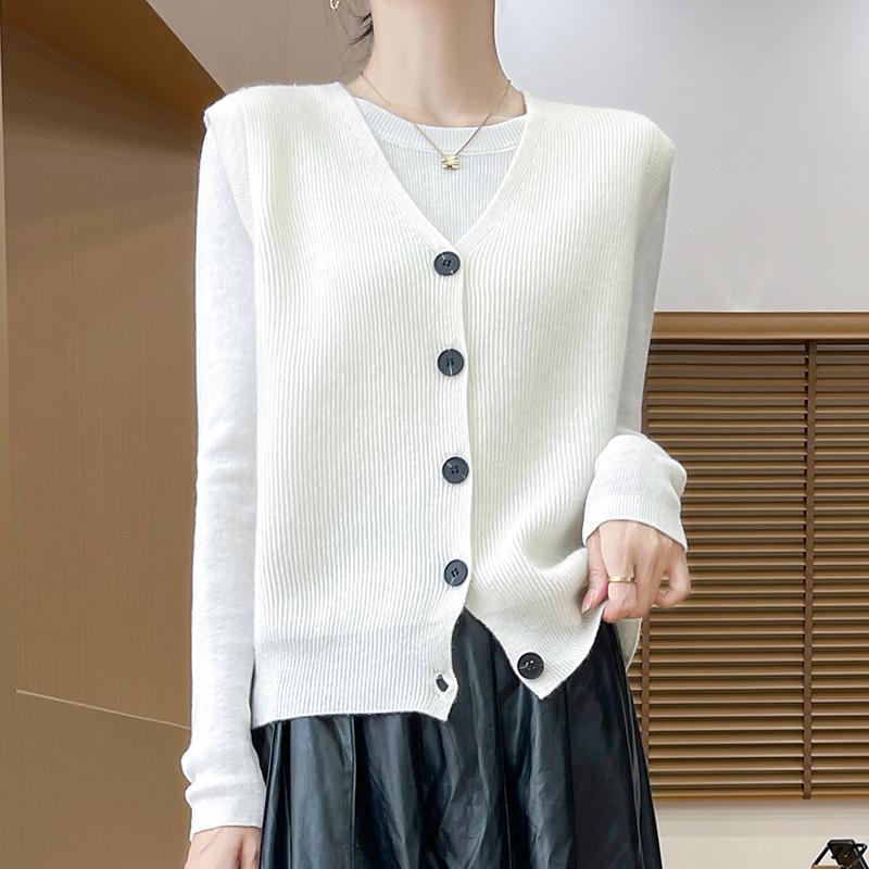 Dámský kašmírový kardigan Qinghe kašmír 30% kašmír 70% vlna podzimní a zimní kašmírový kardigan měkký a teplý