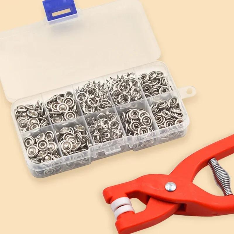 1 Satz-Fünf-Klauen-Schnallen-Installationszangenset, Metall-Schnallen-Zangenwerkzeug (50 Sätze Fünf-Krallen-Schnallen+Werkzeuge+Aufbewahrungsbox)