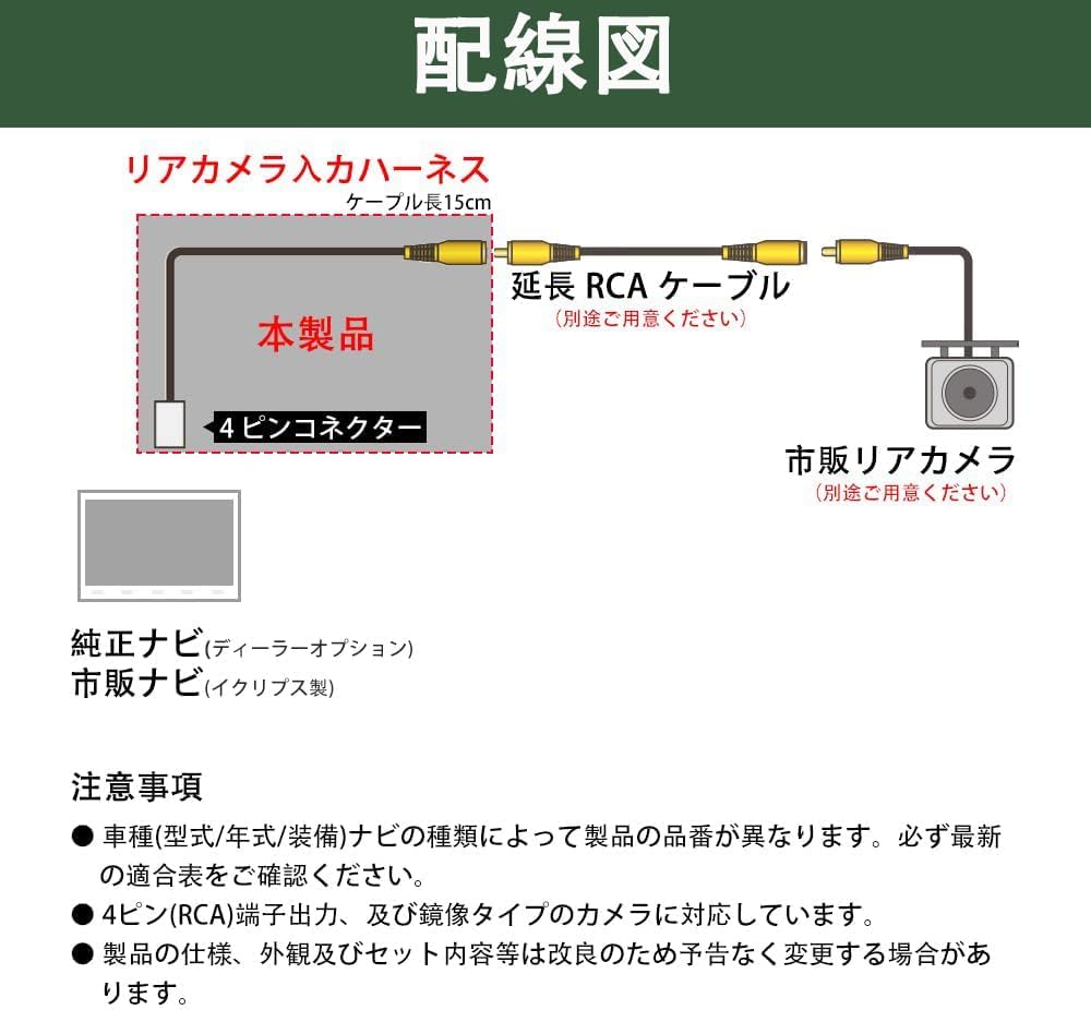 Kommerzielle Rückfahrkamera, Mehrzweck-Rückkamera, RCA-Anschlussverkabelung, Toyota Daihatsu NSZT-W62G NSZN-W62(N154)