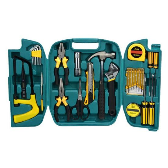 

27 предметов набор инструментов для домашнего ремонта портативный многоцелевой универсальный набор инструментов для авторемонта бытовой ручной набор с ящиком для инструментов зелёный
