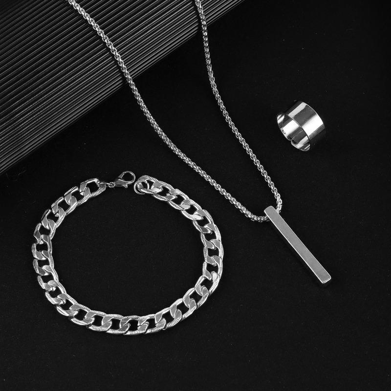 Cross Jewelry Chain Ring Bracelet Necklace 3 Sets