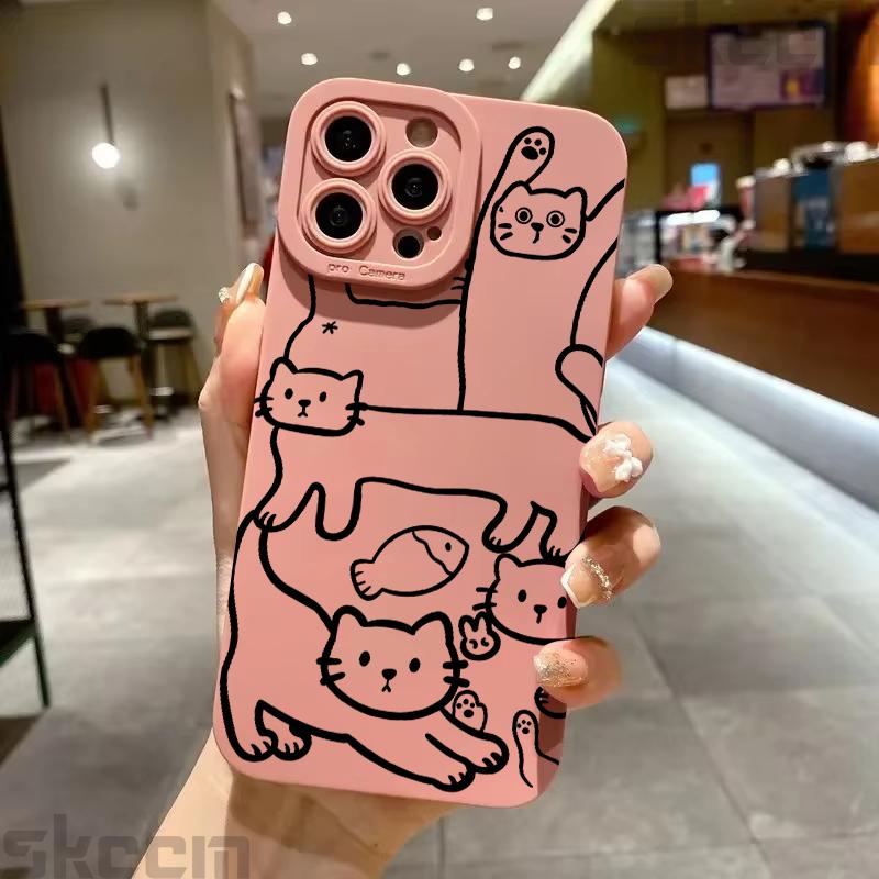Art Formula Cat Graffiti Phone Case For Samsung Galaxy S26 S25 S24 S23 S22 S21 S20 Ultra Plus A15 A35 A54 A55 Shockproof Cover