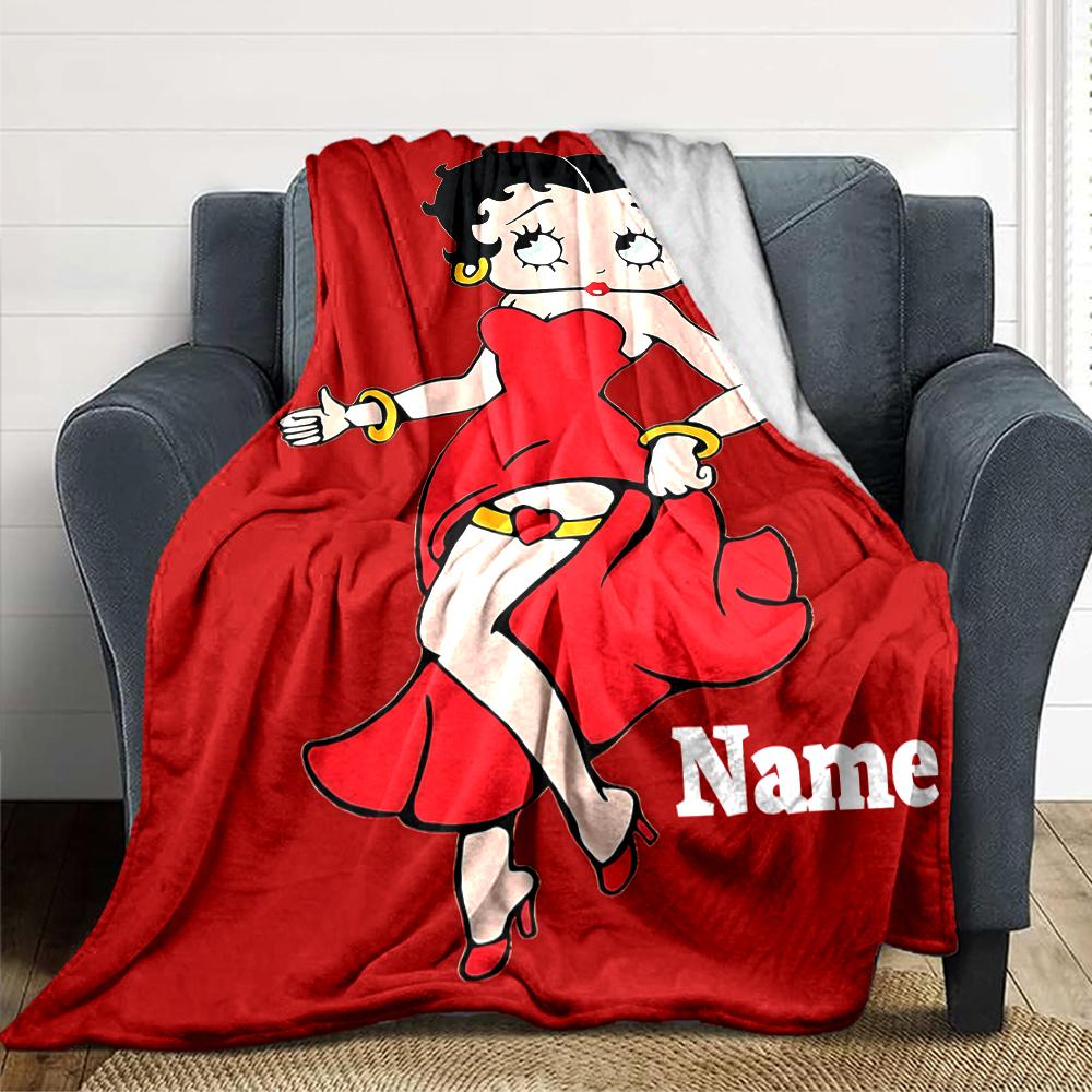 Custom Name Betty Boop Dance Party Party Blanket For Couch Bed Plush Cozy Fuzzy Blanket Super Soft Warm Blankets For Fall And Winter 09166